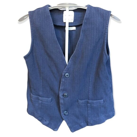 3/$25 ZARA KIDS BLUE HERRINGBONE VEST WAISTCOAT FOR BOYS 9-10Y - Picture 3 of 12